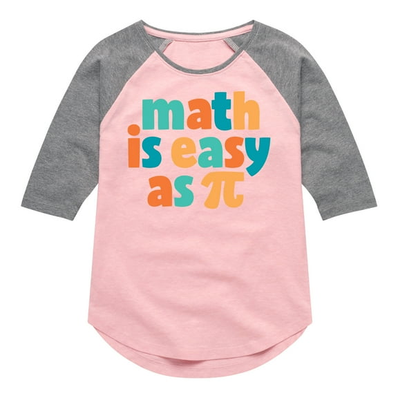 Instant Message - Math Is Easy As Pi - Toddler And Youth Girls Raglan Graphic T-Shirt