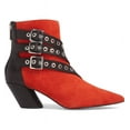thumbnail image 2 of Shellys London Frasier Red Suede Grommet Buckle Strap Angled Block Heel Boots (Red, 7), 2 of 6