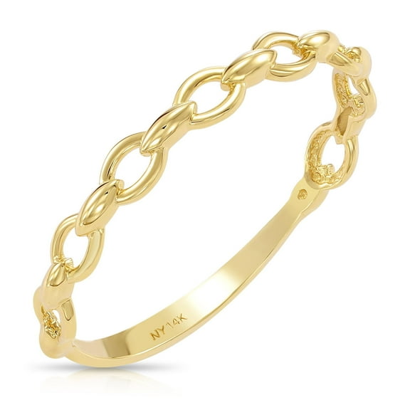 Tilo Jewelry 14K Yellow Gold Dainty Chain Link Style Braided Band Ring | Size 5 | Minimalist Everyday Ring for Women & Unisex