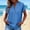 #123-Blue, variant on Wowcloth Women's Royal Style Short Sleeve Blouse, Button Front V-Neck Solid Color, Lightweight Summer Shirt for Office and Casual Wear