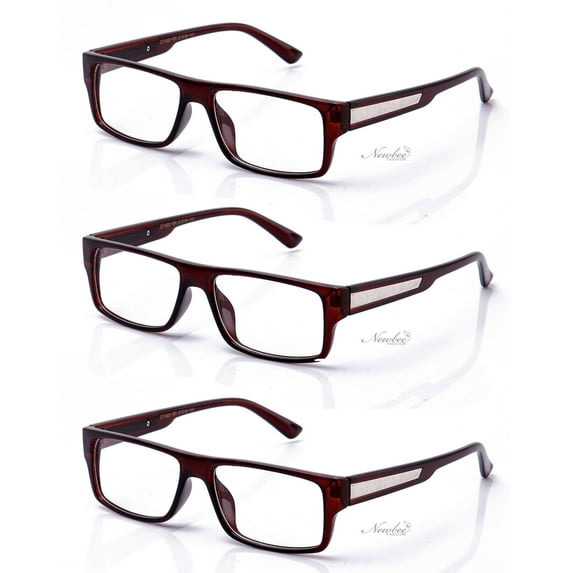 3 Pairs Classic Basic Simple Geeky Comfortable Stylish Reading Glasses with Lanyard