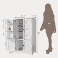 thumbnail image 3 of Pantry Storage Cabinet, Asofer 43" kitchen Storage Cupboard w/ Microwave Stand & 4 Doors, 8 Shelves for Dining Room - White, 3 of 9