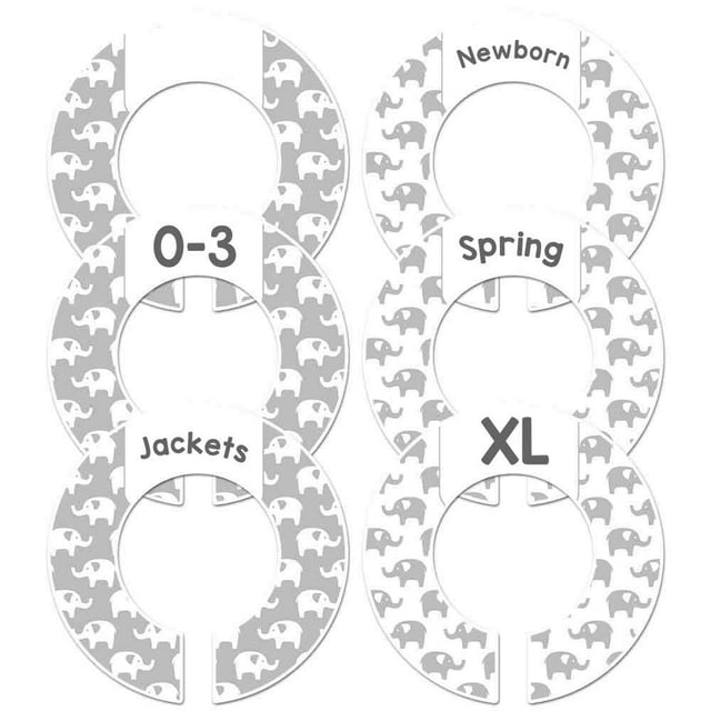 6 Séparateurs de Taille pour Garde-Robe de Bébé, Neutres pour le Genre, Convient à une Tige de 1,5 Po (Gris)
