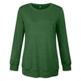 thumbnail image 4 of Pxiakgy T-Shirts pour Femmes T-Shirts Décontractés Col Rond Chandail en Molleton Manches Courtes Longues Chemise Douce Ample Verte + 5TG, 4 of 4