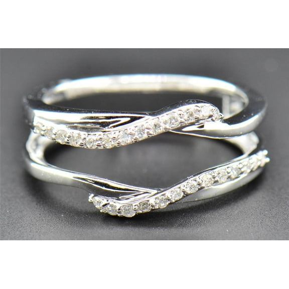 Diamond Enhancer Wrap Solitaire Engagement Ring Swivel 14K White Gold 0.19 Ct