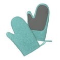 thumbnail image 5 of Hirioo Teal Green Glitter for Silicone Oven Mitts for BBQ, Baking, Cooking, Set of 2, Heat Resistant 260℃, Non-Slip Kitchen Essentials, 5 of 6