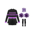thumbnail image 4 of iiniim Kids Girls Cheer Leader Uniform Dance Long Sleeve Dress Leotard Dancewear Purple B 14, 4 of 7
