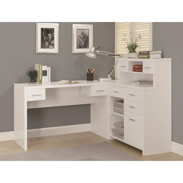 Monarch Hollow Core L Shaped Home Office Desk White Walmart