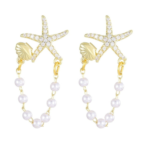BKBP Starfish Oyster Imitation Pearl Earrings the Latest European Simple Fashion Is Suitable for Women's Party Jewelry Earrings