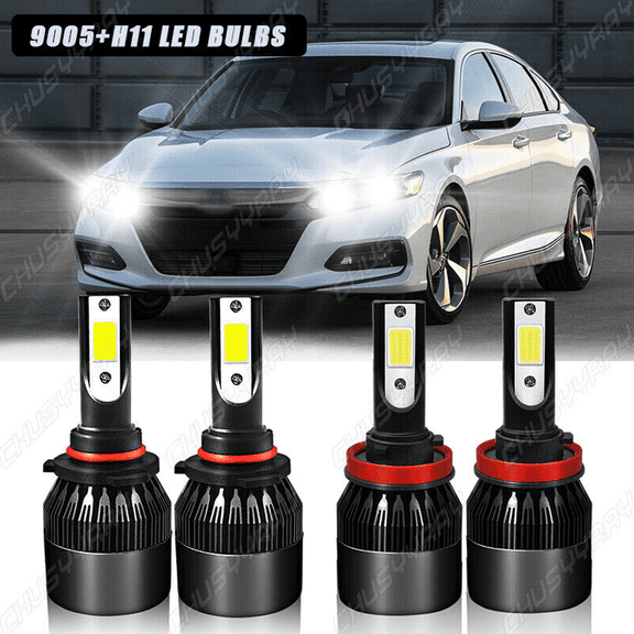 For Honda Accord 2013-2018 - 4x LED Headlight High Low Beam Light Bulb Combo kit