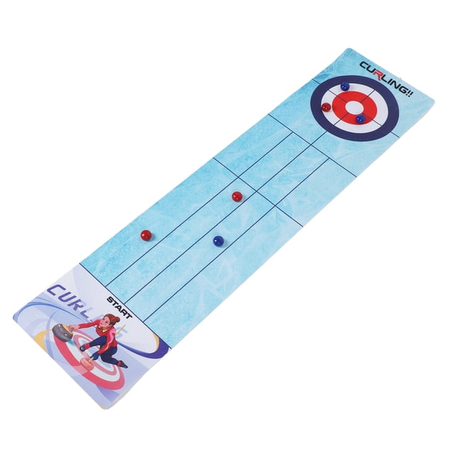 Tabletop Curling Game, Build Hand Eye Coordination Plastic Plush Portable Tabletop Curling Game Toy for Travel