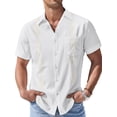thumbnail image 2 of Short Sleeved Men Printed Turn-Down Collar Button Blouse Tops, 2 of 2