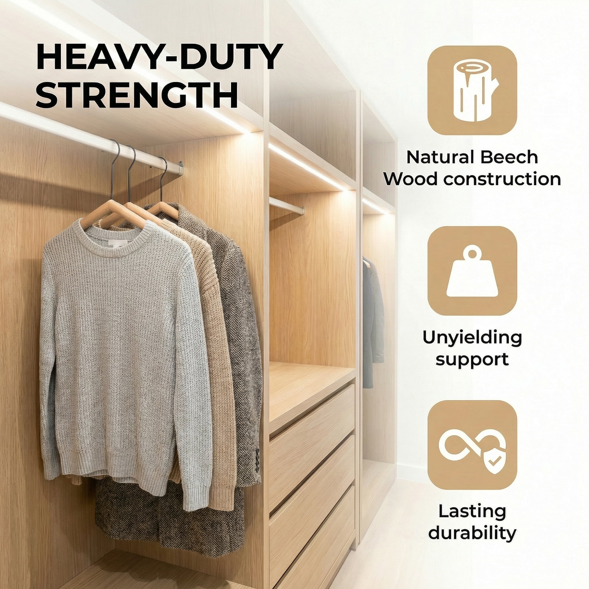 Unique Bargains 2Pcs Wood Space Saving Sleek Hangers Black