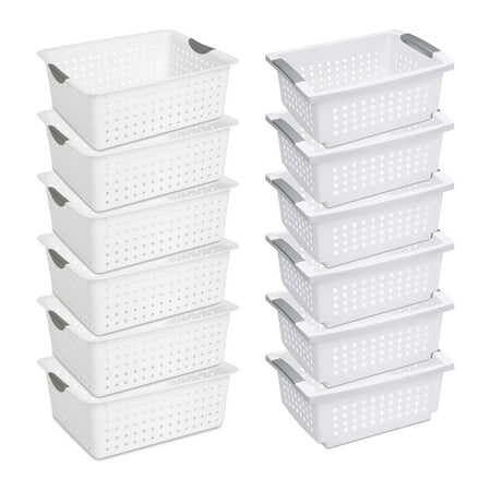 Sterilite Large Ultra Storage Organizer Basket (6 Pack) + Stacking Bins ...