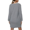thumbnail image 2 of Fangasis Ladies Mini Dresses Plush Sweater Dress Long Sleeve Pullover Jumper Women Slouchy Casual Warm Light Grey 3XL, 2 of 4