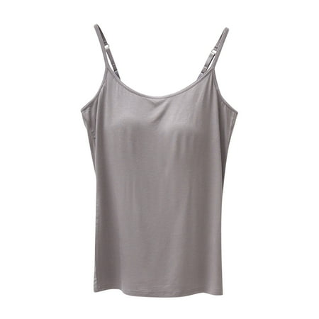 Fancifize Women s Camisole Built in Bra Wireless Support Cami Tank Top Womens Spaghetti Strap Padded Camisole Yoga Tanks Tops