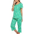 thumbnail image 7 of MLDRA Womens Pajama Sets 2 Piece Cotton Lounge Set Lightweight Pj Set Short Sleeve Tops With Capri Pants Cute Ladies Sleepwear Summer Set, 7 of 7