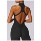 thumbnail image 2 of Mono de entrenamiento sin mangas for mujer con cremallera mameluco pantalones cortos V espalda Scrunch sexy mono de entrenamiento de una pieza, 2 of 7