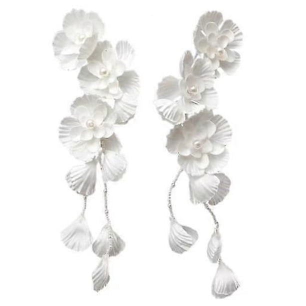 1 Pair Ethereal Floral Ear Cuff Bridal Wedding Hair Accessories For Women Romantic Earrings Outdoor Photography And Special Occasions