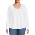 thumbnail image 4 of Terra & Sky Women's Plus Size V-Neck T-Shirt with Long Sleeves, 2- Pack, 4 of 6