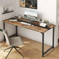 thumbnail image 2 of PONPRNGY 59" Big Large Computer office Desk Rustic Brown Desktop, 2 of 9
