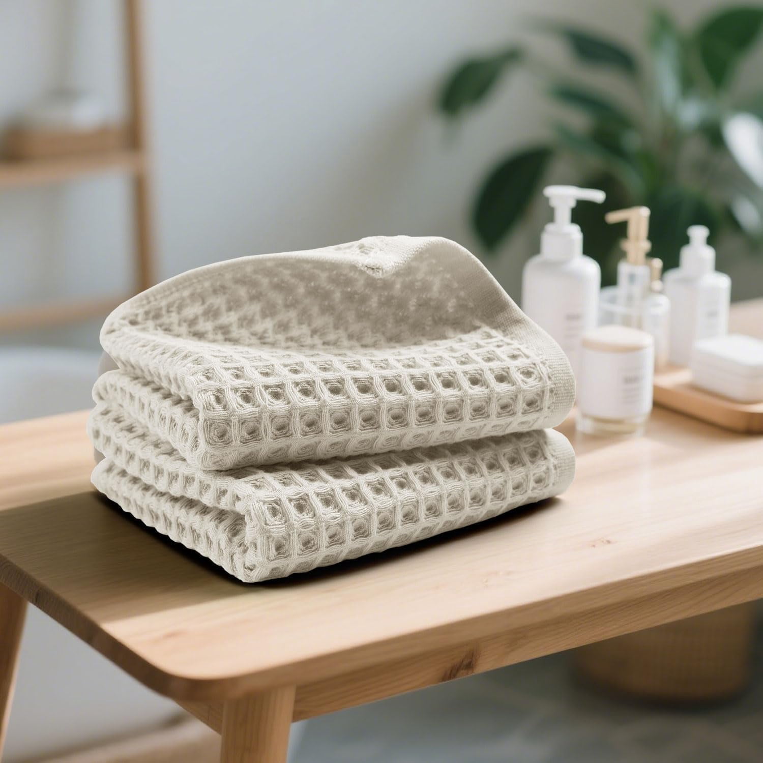 Waffle Hand Towels for Bathroom Kitchen 2-Piece (Rust) – Cotton Quick Dry, Super Soft, Absorbent Towels for Fall Decor, 13x29”