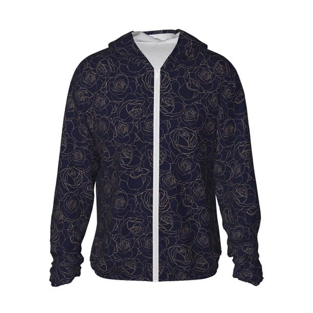 Fotbe Copper-Gold Gloss Outline Rose1 Chaqueta con Protección Solar UPF 50+ para Hombre y Mujer, Camisa con Capucha y Bolsillos-XX-Large