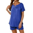 thumbnail image 3 of Hibeli Womens Summer Pajama Sets 2 Piece Cozy Short Sleeve Lounge Soft Sleepwear Set, 3 of 6