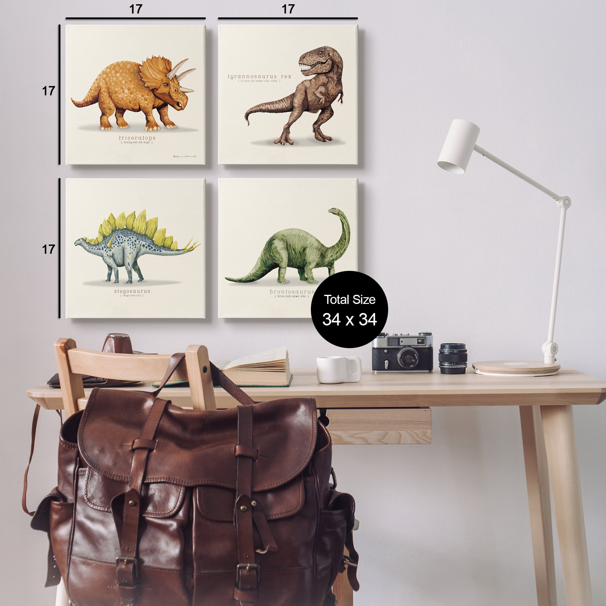 Stupell Educational Dinosaurs Scientific Species Animals & Insects Painting Gallery Wrapped Canvas Print Wall Art, Set of 4