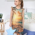 thumbnail image 4 of Fotbe Tropical Sunset Beach Scene Vestido de Dormir para Niñas de 3 a 10 Años, Mangas Cortas, Estilo Princesa, Pijama Camisón con Mangas Voladas-Medium, 4 of 6