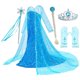 thumbnail image 2 of Reina De La Nieve Princesa Elsa Disfraces Niñas Congeladas Elsa Cosplay Vestido De Cumpleaños Para Niña Pequeña Con Corona Sombreros Guantes Accesorios Fiesta De Halloween Niños Princesa Vestir Muyoka Hogar, 2 of 7