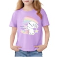 thumbnail image 3 of Piuwrlz Girl Graphic Shirts Tops Girls Short T-Shirts Sleeve Crew Neck Pullover Purple Size 11-12 Years, 3 of 7