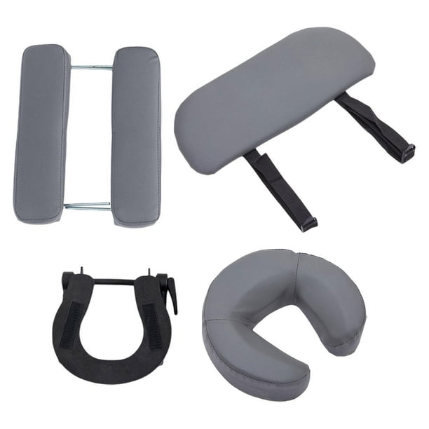 Mesa de con cuna facial y reposacabezas, juego completo, portátil, con reposabrazos, almohada, cojín estable y cómodo para cuello cabeza. gris
