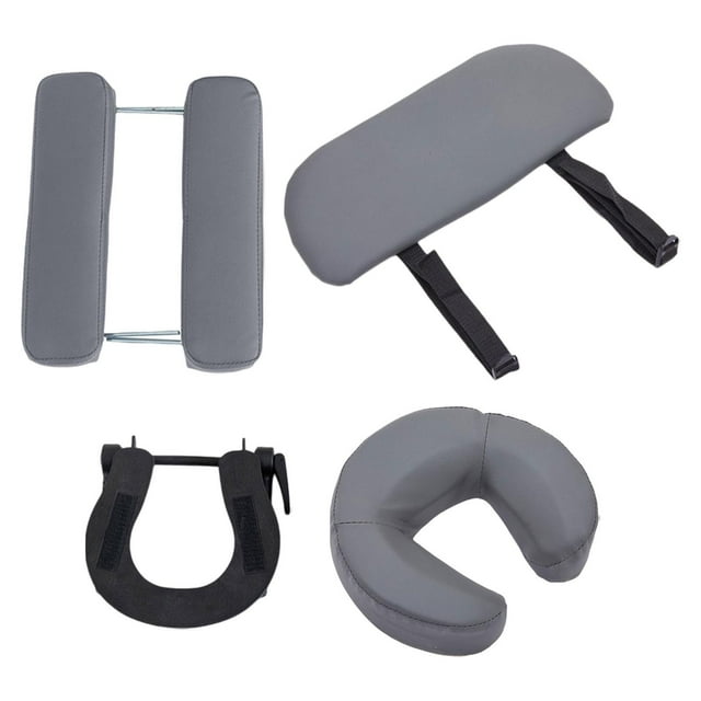 Mesa de con cuna facial y reposacabezas, juego completo, portátil, con reposabrazos, almohada, cojín estable y cómodo para cuello cabeza. gris