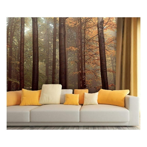 wall26 - Large Wall Mural - Oil Painting Style Landscape with Tall Trees in Forest | Self-Adhesive Vinyl Wallpaper/Removable Modern Wall Decor - 100x144 inches