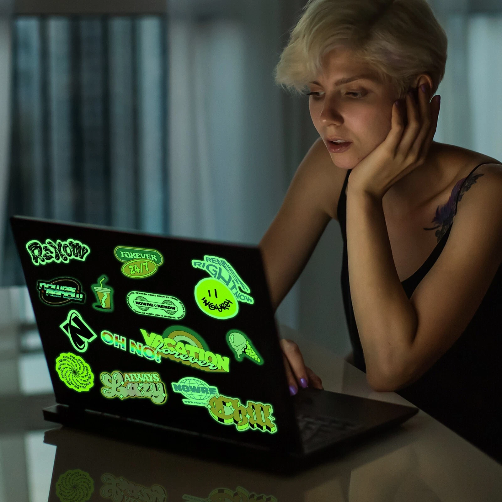 A-SUB Glow In The Dark Vinyl Sticker Paper for Inkjet Printers Waterproof , Durable, Cutable, 8.5x11 inch , 15 Sheets