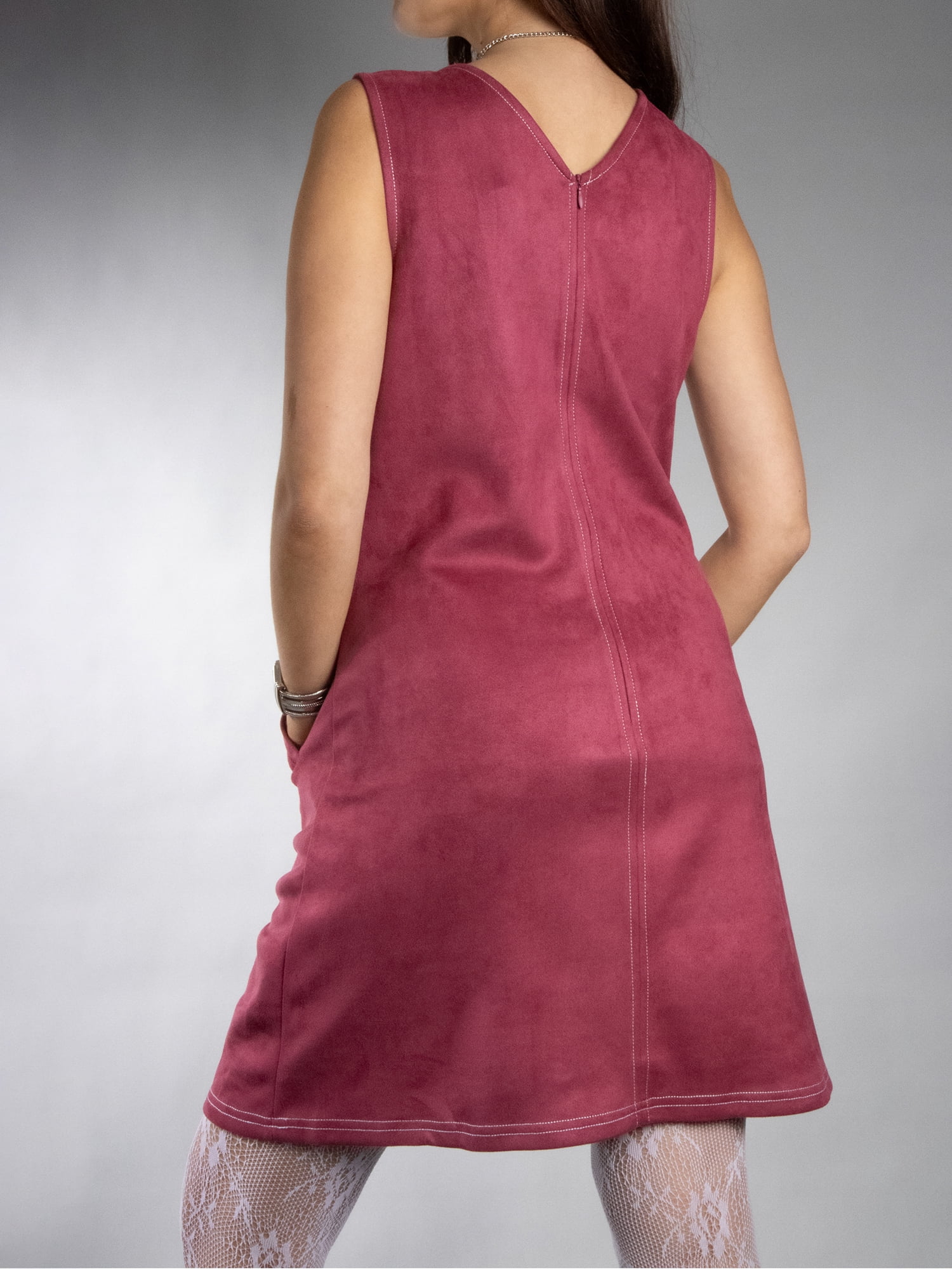 DARING DIVA Women's Sleeveless V Neck Casual Elegant Dress S Wine Red