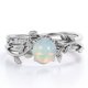thumbnail image 1 of JeenMata Ópalo Etíope Redondo de 1 Quilate y Moissanita - Engaste de 4 Puntas - Juego de Boda de Inspiración Botánica - Baño de Oro Blanco de 18 K sobre Plata, 1 of 6