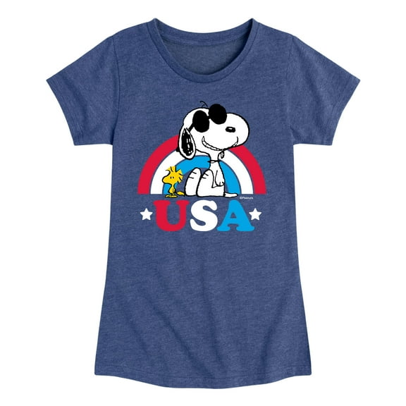 Peanuts - USA Rainbow - Girls Toddler And Youth Short Sleeve Graphic T-Shirt