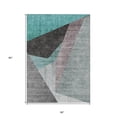 thumbnail image 3 of 5' X 8' Teal Blue Aqua And Charcoal Abstract Washable Indoor Outdoor Area Rug, 3 of 5