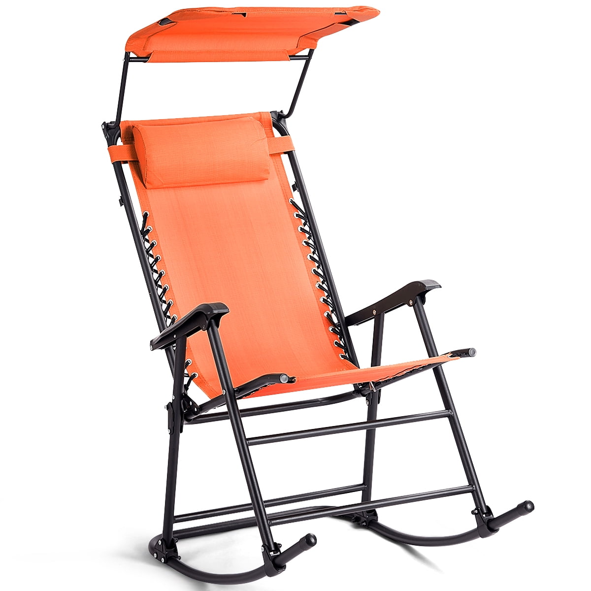 Costway Folding Rocking Chair Rocker, Portable Rocking Chair With Canopy