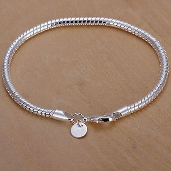 opvise Bracelet Thin Silver Plated Women Shining Bangle for Party