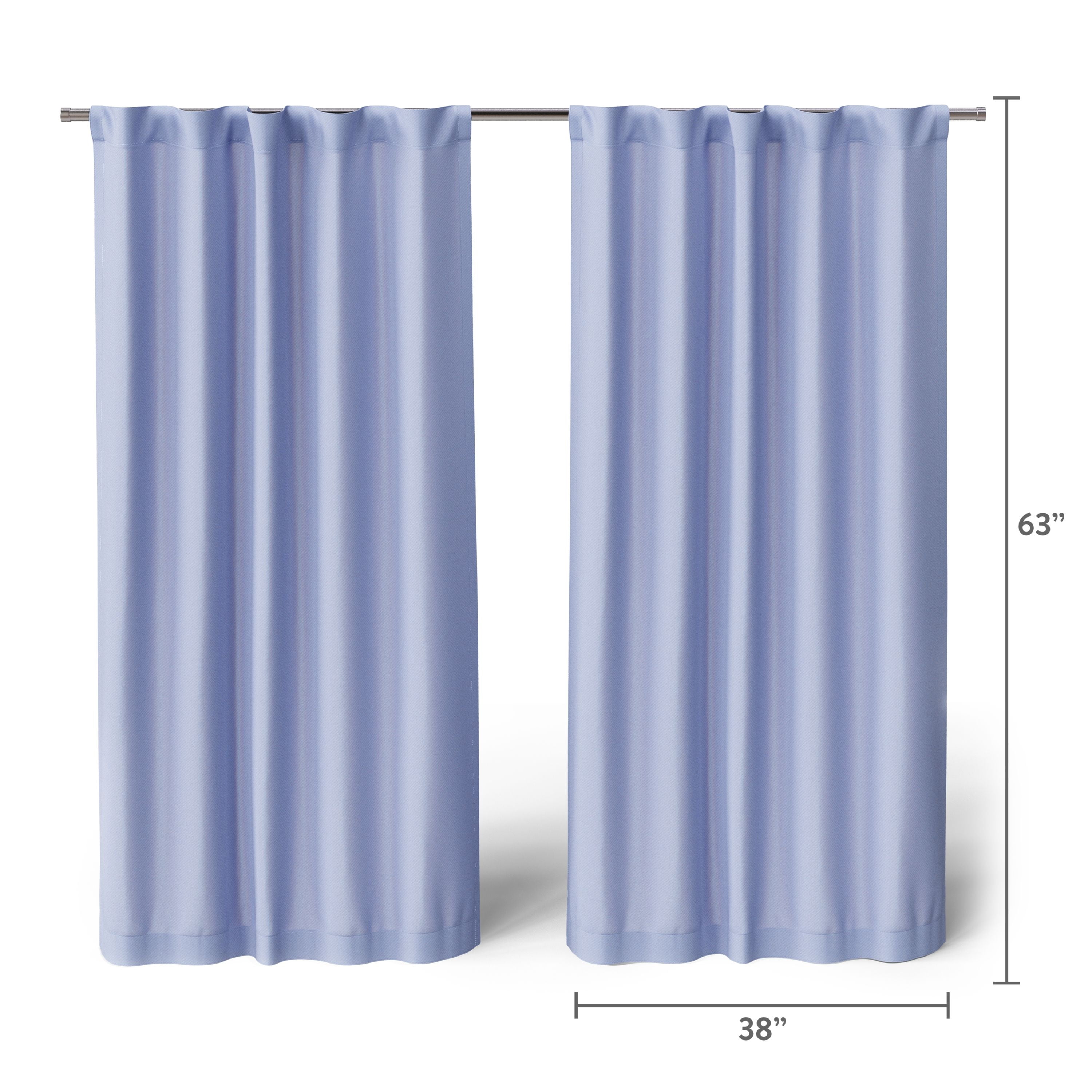 Mainstays Kids Spring Periwinkle Light Purple Solid Blackout Curtain Panel Pair with Rod Pocket and Back Tabs, Set of 2, 30 in x 63 in