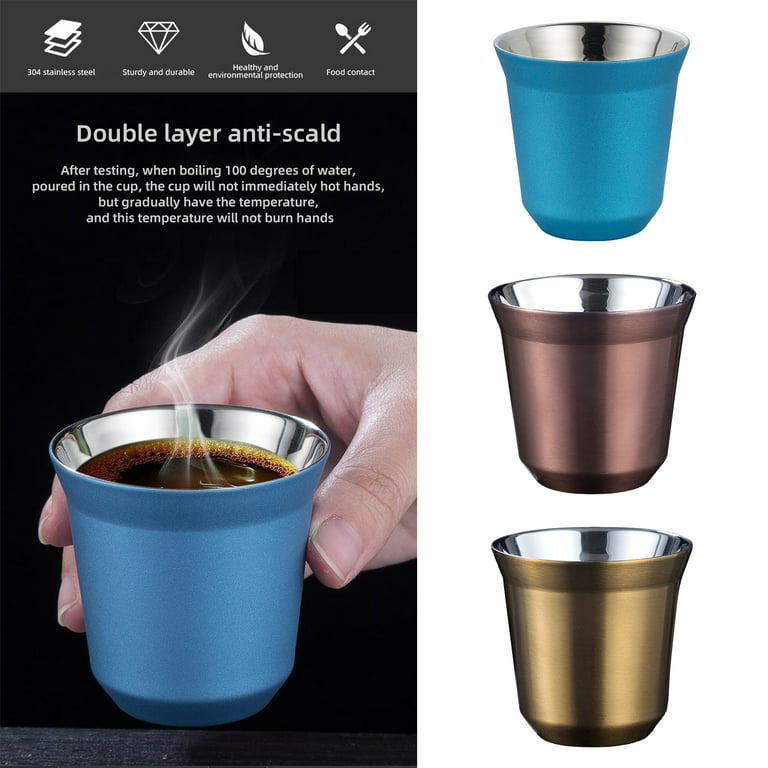 Stainless Steel Double Wall Nespresso Coffee Cup Heat Insulation Cute  Espresso Coffee Mug Lungo Pixie Cups