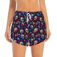thumbnail image 2 of Hirioo rainbow color Skull mushroom for Women's Double Layer Athletic Shorts High-Performance Gym Shorts with Inner Pocket, Elastic Waistband-Small, 2 of 7