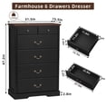 thumbnail image 2 of Joaxswe Farmhouse 6-Drawer Dresser, 47" Tall Wood Chest of Drawers with Rustic Handles, Organizer for Bedroom, Living Room, Hallway, Closet, Black, 2 of 5
