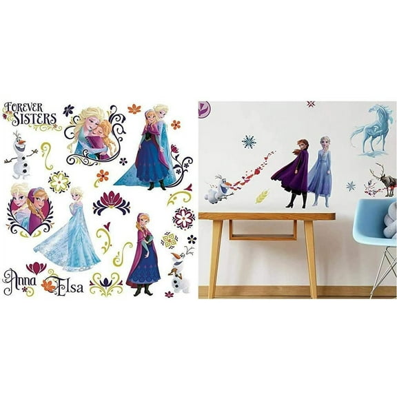 Disney Frozen Spring & Frozen 2 Characters Peel and Stick Wall Decals Combo Set