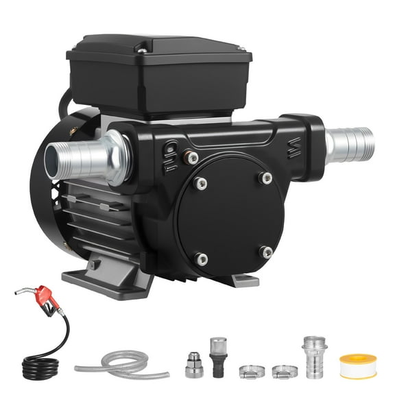 KFFKFF Electric Fuel Transfer Pump 110V, 16 GPM 60 L/min, AC Oil Pump for Diesel, Kerosene, and Biodiesel, Includes Automatic Nozzle & Dual Hoses, 45 ft/13.7 m Max Lift