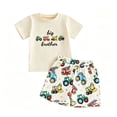 thumbnail image 2 of WhouRiu Boys Casual Outfits Short Sleeve Brother Letter Graphic Tees Shorts Sets Baby Summer Clothes, 2 of 3