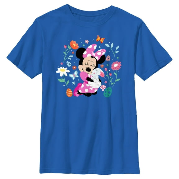 Boy's Minnie Mouse Easter Bunny Hug  Graphic Tee Royal Blue Small